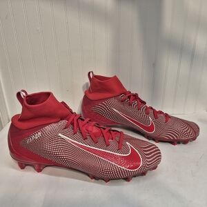 Red and White Nike Soccer Cleats